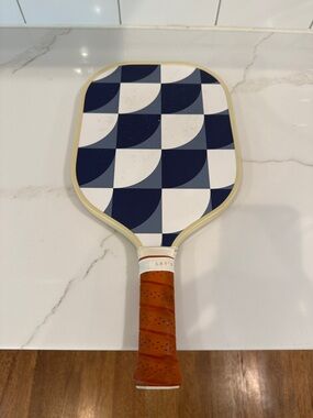 Women's Navy Geometric Pickleball Paddle with Tan Grip
